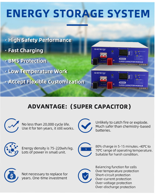 BMS 48V আল্ট্রাক্যাপাসিটর মডিউল, 300Ah আল্ট্রাক্যাপাসিটর শক্তি সঞ্চয়স্থান